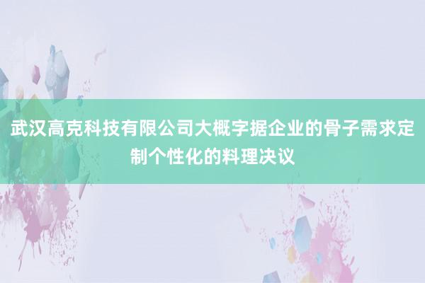 武汉高克科技有限公司大概字据企业的骨子需求定制个性化的料理决议